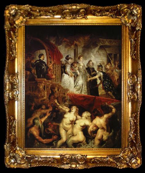 framed  Peter Paul Rubens maria av medicis ankomst till hamnen i marseilles efter gifrermalet med henrik iv av frankrike, ta009-2